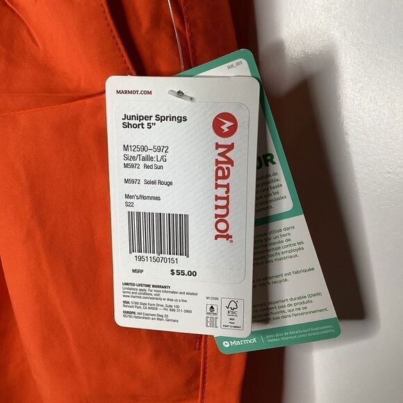 Mens Marmot Performance Shorts large 5" inseam Orange NWT - Picture 4 of 7